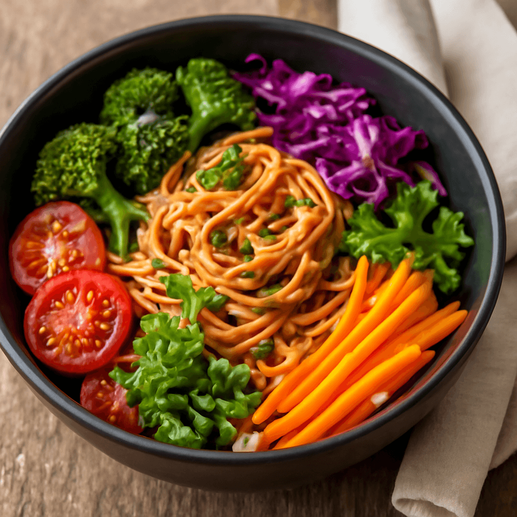 Vibrant Vegan Sesame Noodle Bowl