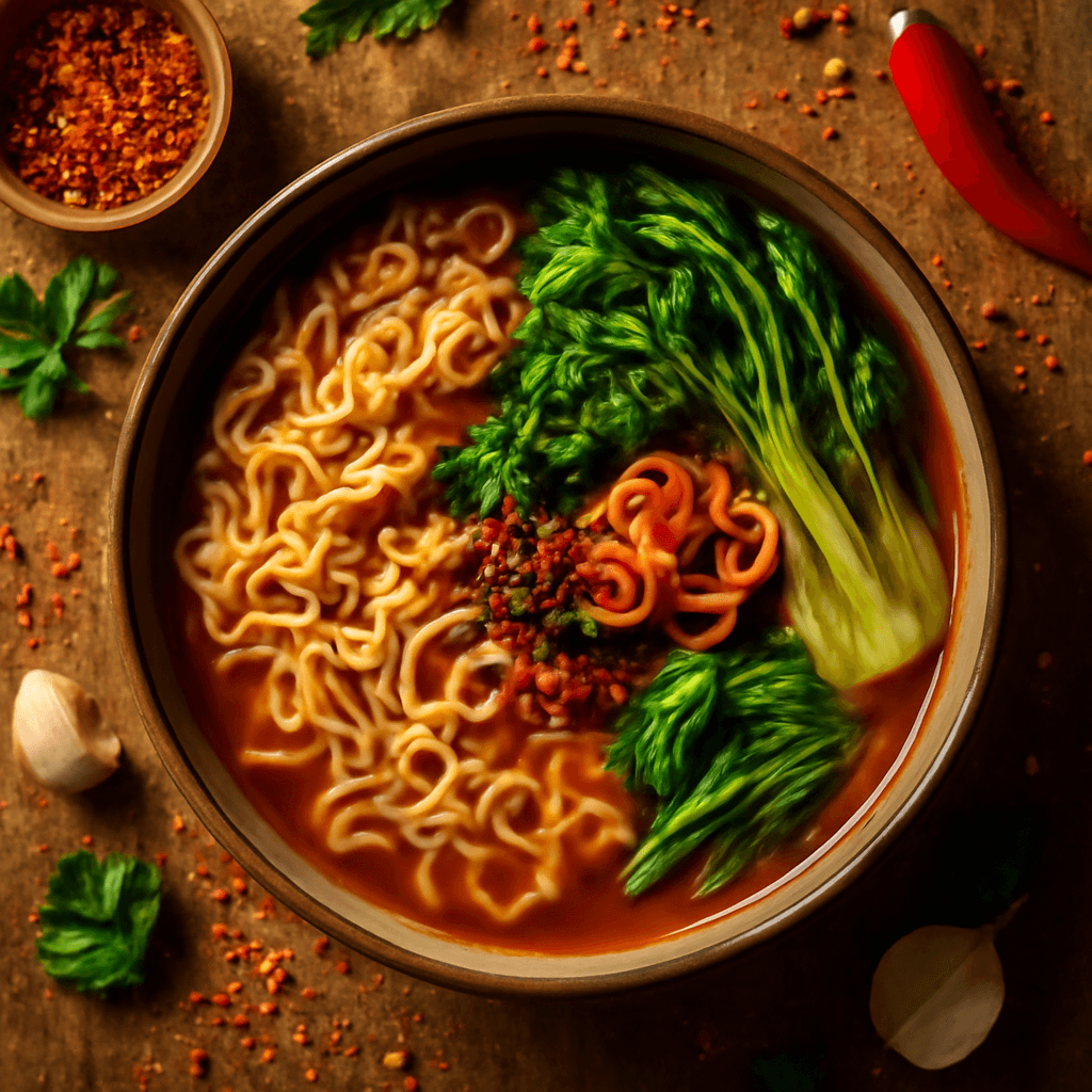 Spicy Vegan Ramen Noodle Soup